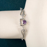 Heart Shape Amethyst Silver Necklace for Women