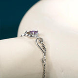 Heart Shape Amethyst Silver Necklace for Women
