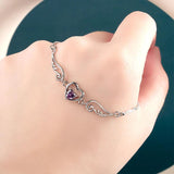 Heart Shape Amethyst Silver Necklace for Women