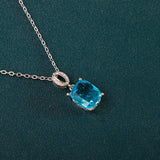 Silver 925 Geometry Gemstone Pendant Aquamarine Necklace