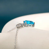 Silver 925 Geometry Gemstone Pendant Aquamarine Necklace
