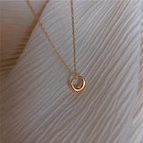 925 Silver Circle Pendant Necklace Women Clavicle Chain Jewelry