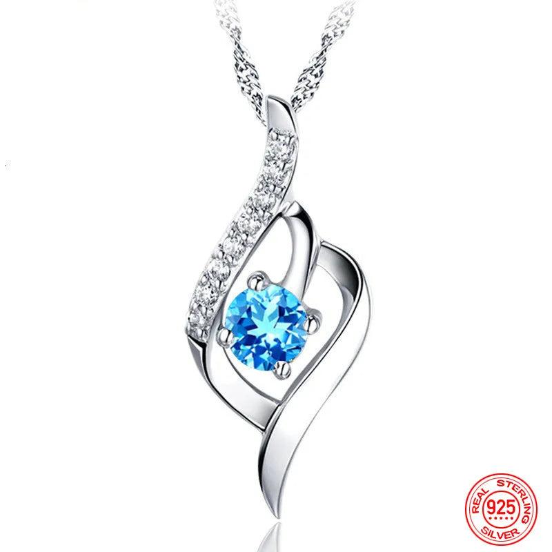 925 Silver Heart Amethyst Necklace For Women Wedding Jewelry