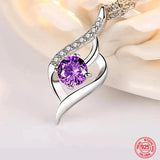 925 Silver Heart Amethyst Necklace For Women Wedding Jewelry