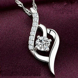 925 Silver Heart Amethyst Necklace For Women Wedding Jewelry