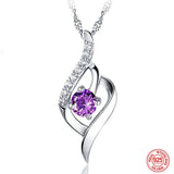 925 Silver Heart Amethyst Necklace For Women Wedding Jewelry
