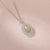 925 Silver Crystal Necklace Light Pink Yellow Pendants for Woman