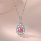 925 Silver Crystal Necklace Light Pink Yellow Pendants for Woman