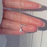925 Silver Necklace Flash Diamond Geometric Pendant Chain Wedding Gift