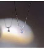 925 Silver Necklace Flash Diamond Geometric Pendant Chain Wedding Gift
