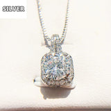 Solid 925 Silver Necklace Women Big CZ Crystal Stone Choker Necklaces Pendants