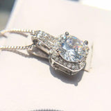 Solid 925 Silver Necklace Women Big CZ Crystal Stone Choker Necklaces Pendants