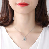 Solid 925 Silver Necklace Women Big CZ Crystal Stone Choker Necklaces Pendants