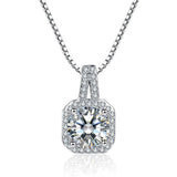 Solid 925 Silver Necklace Women Big CZ Crystal Stone Choker Necklaces Pendants