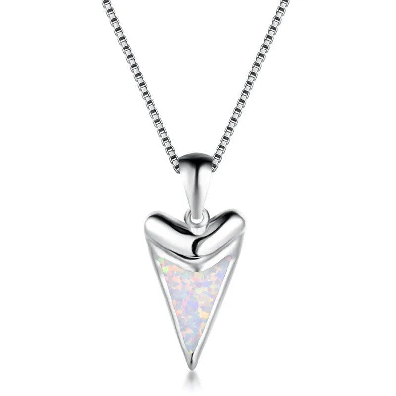 Geometric Fire Opal Pendant Necklace 925 Sterling Silver