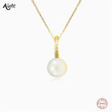 925 Silver Pearl Pendant Choker Necklace for Women