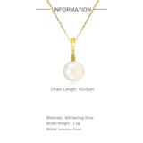 925 Silver Pearl Pendant Choker Necklace for Women