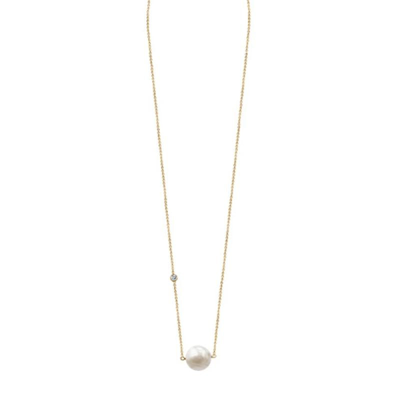 925 Silver 10mm Round Pearl Pendant Necklace 18K Plated Choker