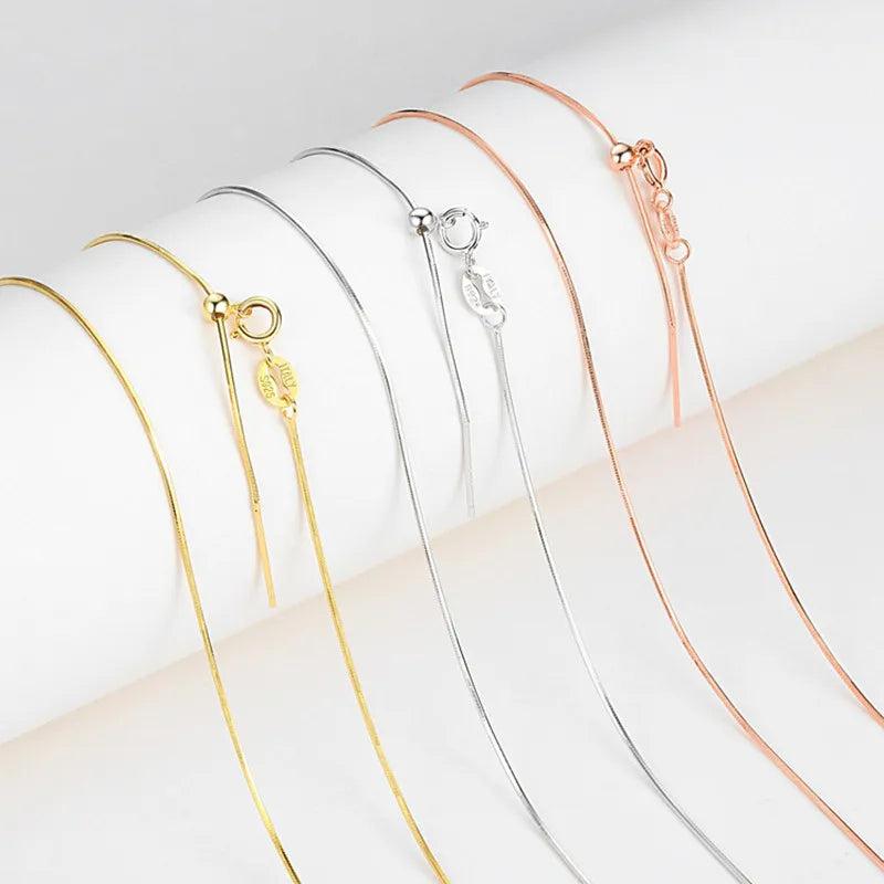 925 Silver Adjustable Snake Chain Necklace for Women