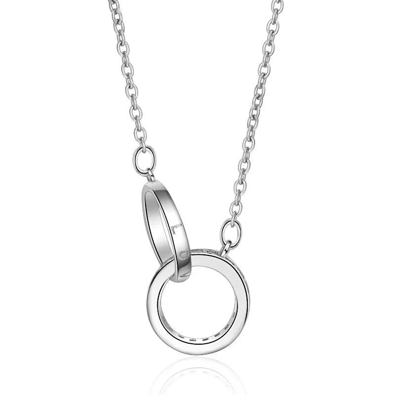925 Silver Double Circle CZ Love Necklace for Women Wedding Gift