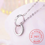 925 Silver Double Circle CZ Love Necklace for Women Wedding Gift