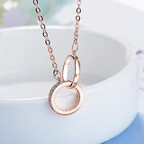 925 Silver Double Circle CZ Love Necklace for Women Wedding Gift