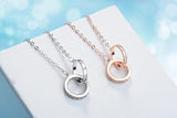925 Silver Double Circle CZ Love Necklace for Women Wedding Gift