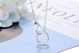 925 Silver Double Circle CZ Love Necklace for Women Wedding Gift