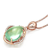 925 Silver Necklace with Green Zircon Rose Pendant for Women