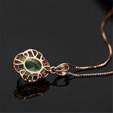 925 Silver Necklace with Green Zircon Rose Pendant for Women
