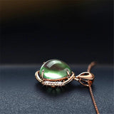925 Silver Necklace with Green Zircon Rose Pendant for Women