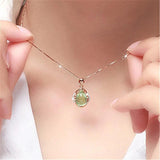 925 Silver Necklace with Green Zircon Rose Pendant for Women