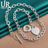 925 Sterling Silver Love Heart Necklace 18 Inch Chain
