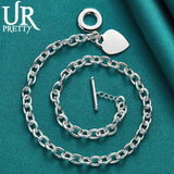 925 Sterling Silver Love Heart Necklace 18 Inch Chain