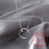 925 Silver Circle Necklace Women's Clavicle Chain Choker Kolye Colar