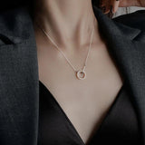 925 Silver Circle Necklace Women's Clavicle Chain Choker Kolye Colar