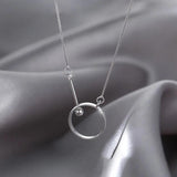 925 Silver Circle Necklace Women's Clavicle Chain Choker Kolye Colar