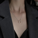 925 Silver Circle Necklace Women's Clavicle Chain Choker Kolye Colar