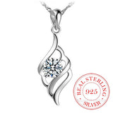 925 Silver Angel Wings Crystal Cz Pendant Necklace Choker