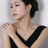 925 Silver Angel Wings Crystal Cz Pendant Necklace Choker