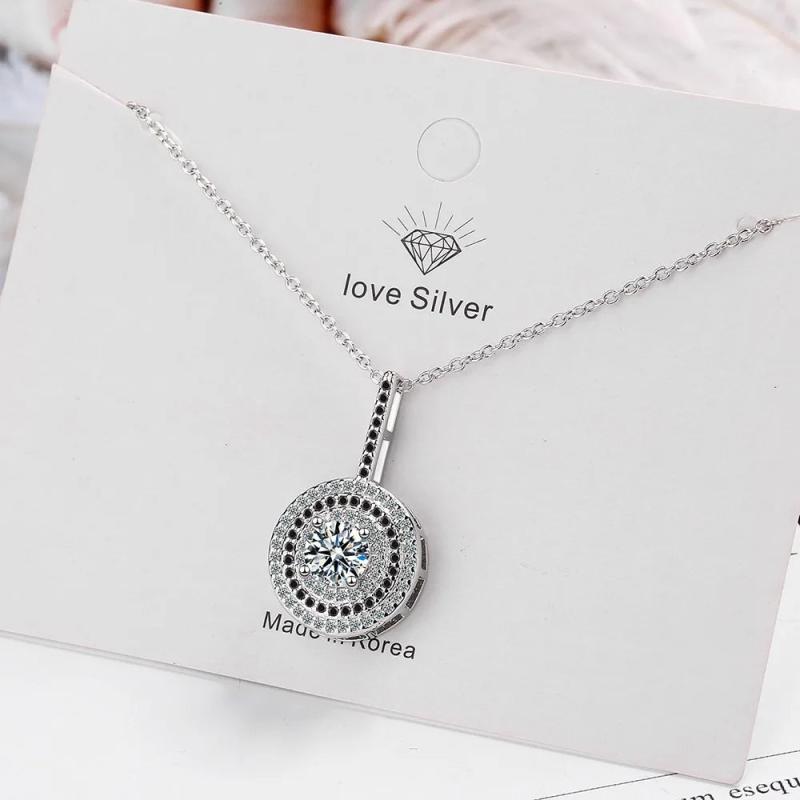 Solid Silver Women's Necklace with Spinel Pendants