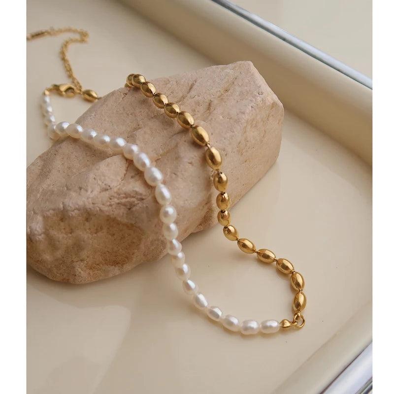 14KGF Real Pearl Necklace Women Jewelry Party T Show Runway Gown