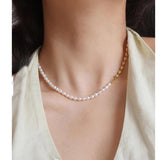 14KGF Real Pearl Necklace Women Jewelry Party T Show Runway Gown