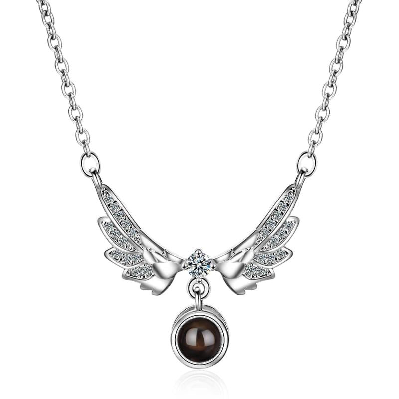 925 Silver Zirconia Angel Wings Necklace