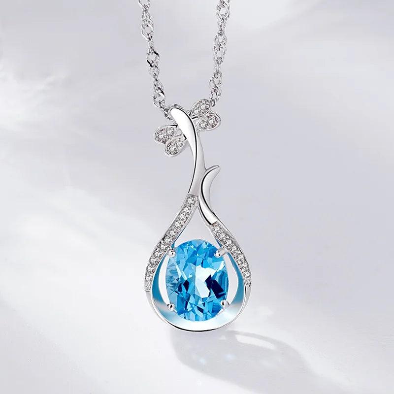 925 Silver Necklace with Zircon Gemstone for Women