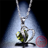 Ocean Of Heart Pendant Necklace 925 Sterling Silver Pink Purple Zircon Jew