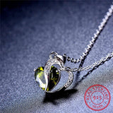Ocean Of Heart Pendant Necklace 925 Sterling Silver Pink Purple Zircon Jew