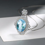 Sea Peach Heart Sterling Silver Water Drop Pendant Necklace Crystal