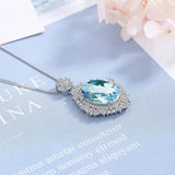 Sea Peach Heart Sterling Silver Water Drop Pendant Necklace Crystal