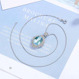 Sea Peach Heart Sterling Silver Water Drop Pendant Necklace Crystal